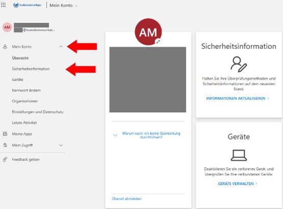 Sicherheitsoptionen verwalten