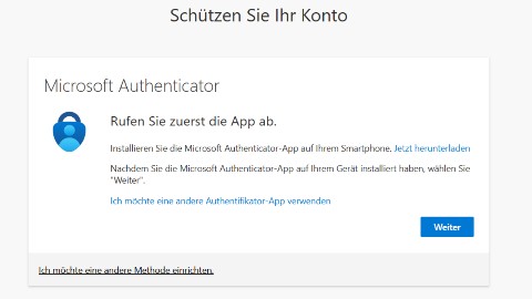 Authenticator-App wählen