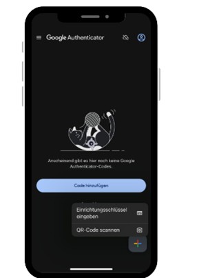 Authenticator-App öffnen und Code scannen